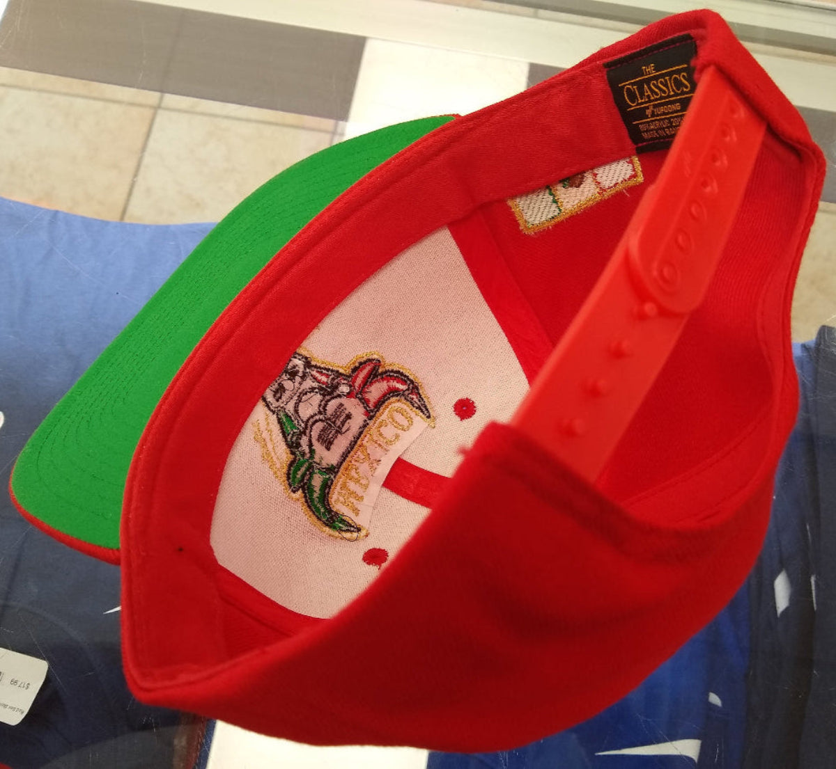 Embroidered SnapBack Mexican Bull logo Red Hat