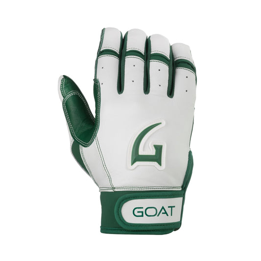 Origin Series Short Cuff White and Green Batting Gloves