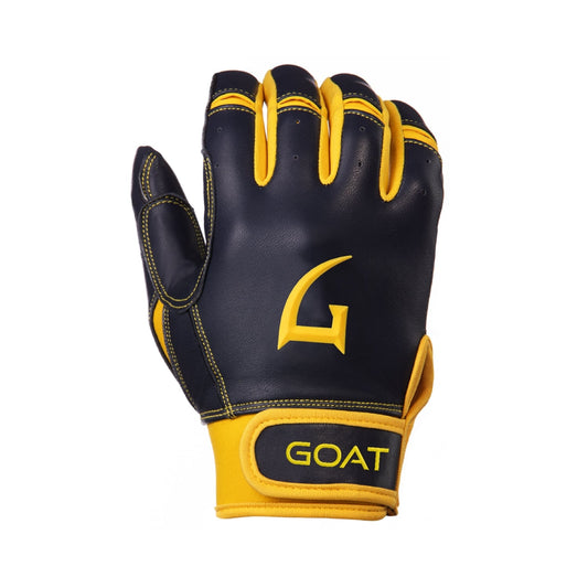 Legacy Series Short Cuff Navy Blue and Yellow Batting Gloves