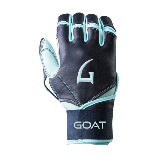 Legacy Series Long Cuff Navy Blue and Powder Blue Batting Gloves