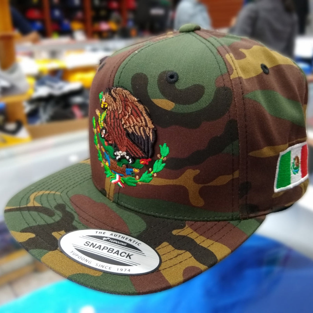 Embroidered Shield and flag SnapBack Mexico Camouflage hat