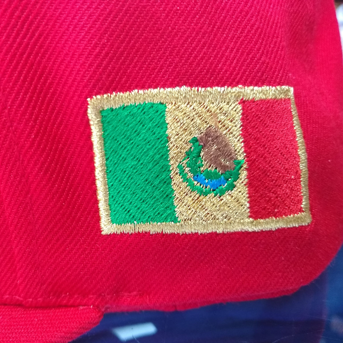 Embroidered SnapBack Mexican Bull logo Red Hat