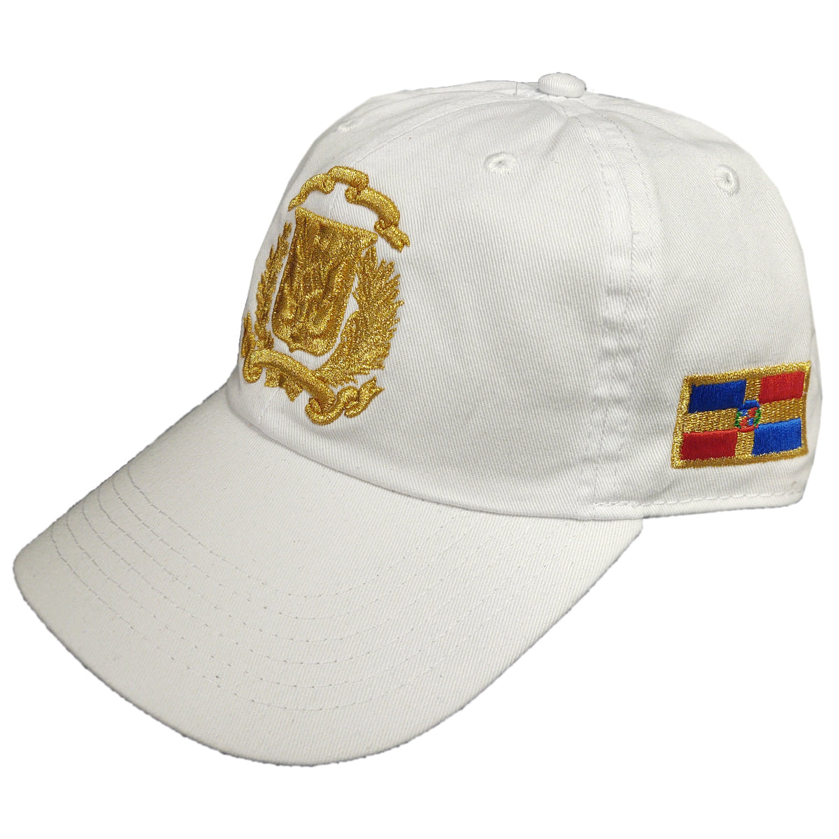 Escudo Republica Dominicana - Dominican Shield White / Metallic Gold Color Dad Hat