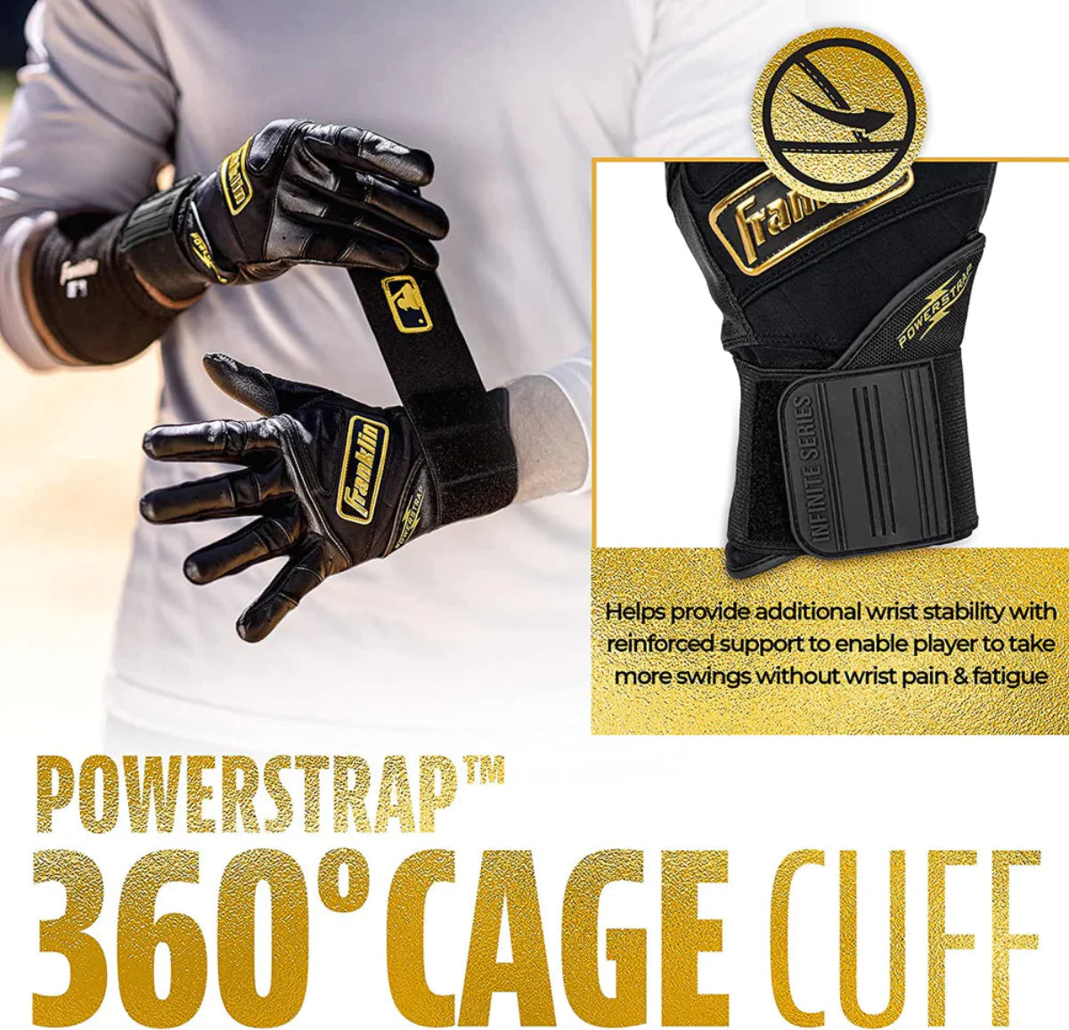 Franklin Infinite Powerstrap Series Adult Batting Gloves - Long Cuff