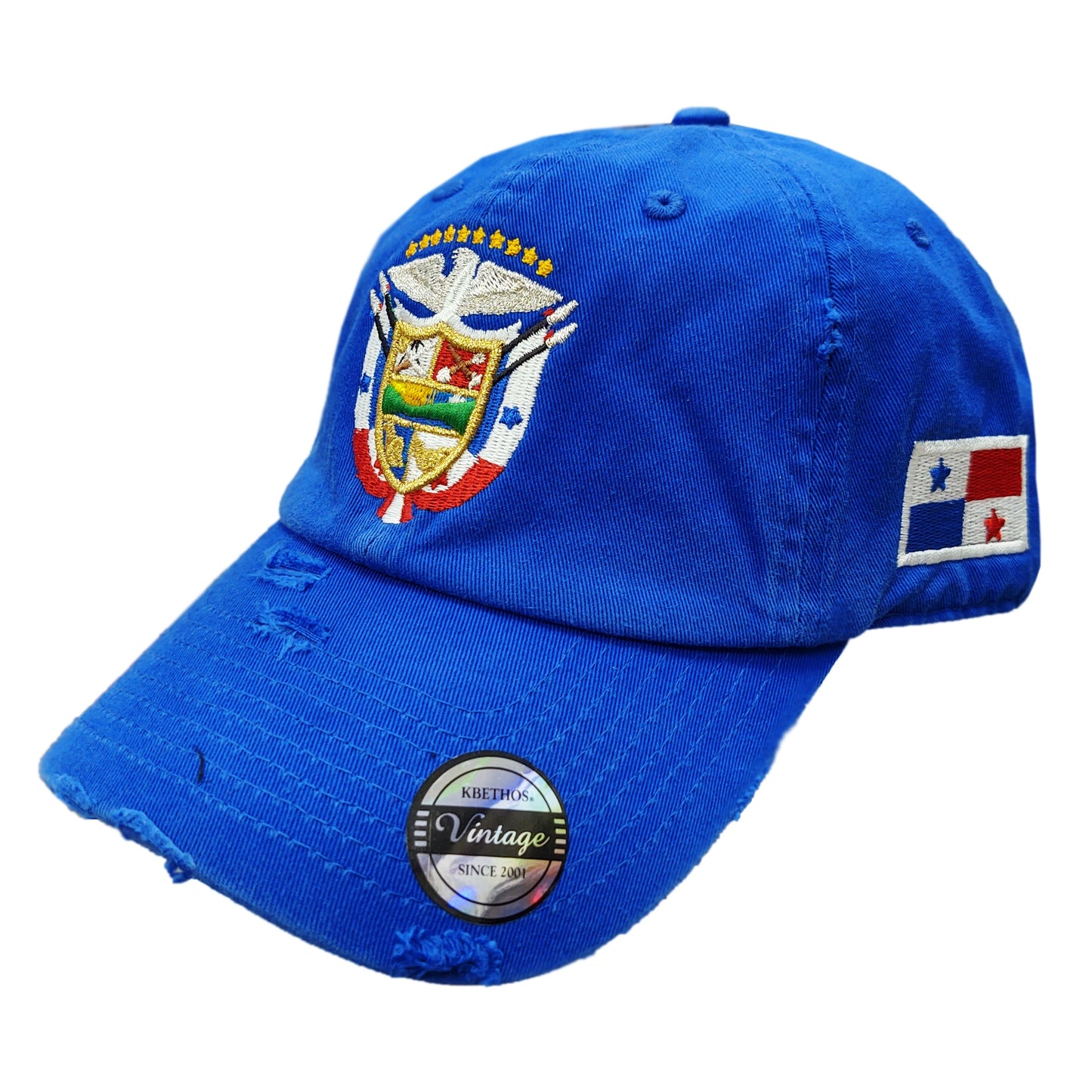 Vintage Panama Hats with Embroidered Panama Shield and Flag