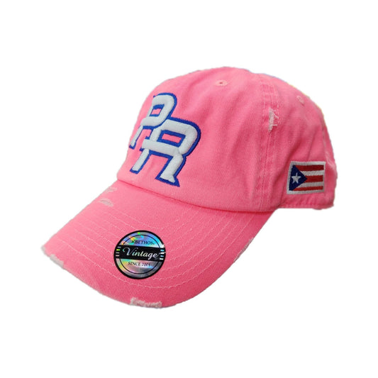 Puerto Rico Vintage Neon Pink Hat with PR Logo