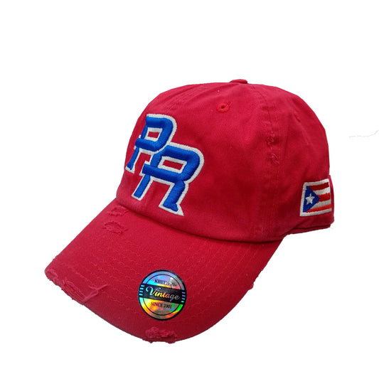 Puerto Rico Vintage Red / Royal Blue Logo Hats